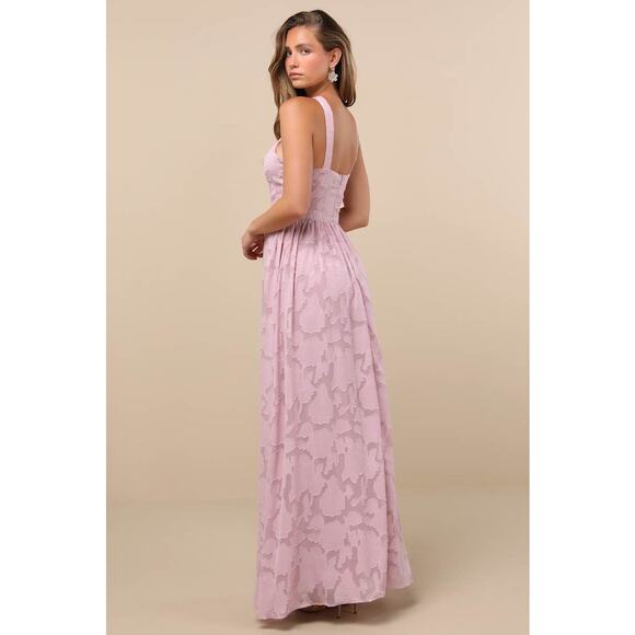 NWT Lulus Love and Beyond Mauve Pink Burnout Floral Maxi Dress Wedding Size XL - Picture 3 of 8